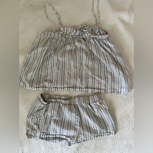 Lake ruffle strappy top and shorts striped medium pj set